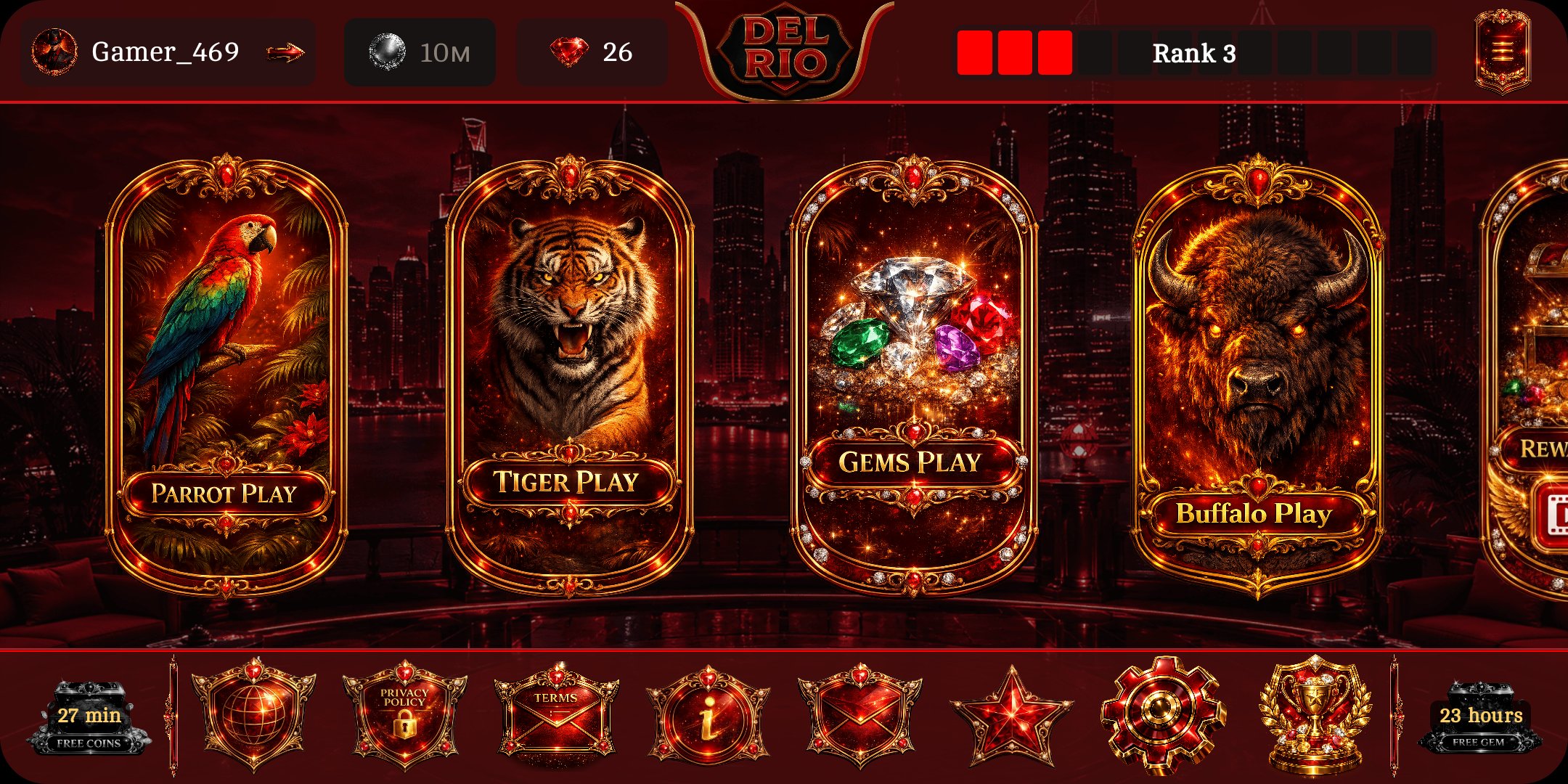 Crown Melbourne: Sydney Casino main menu
